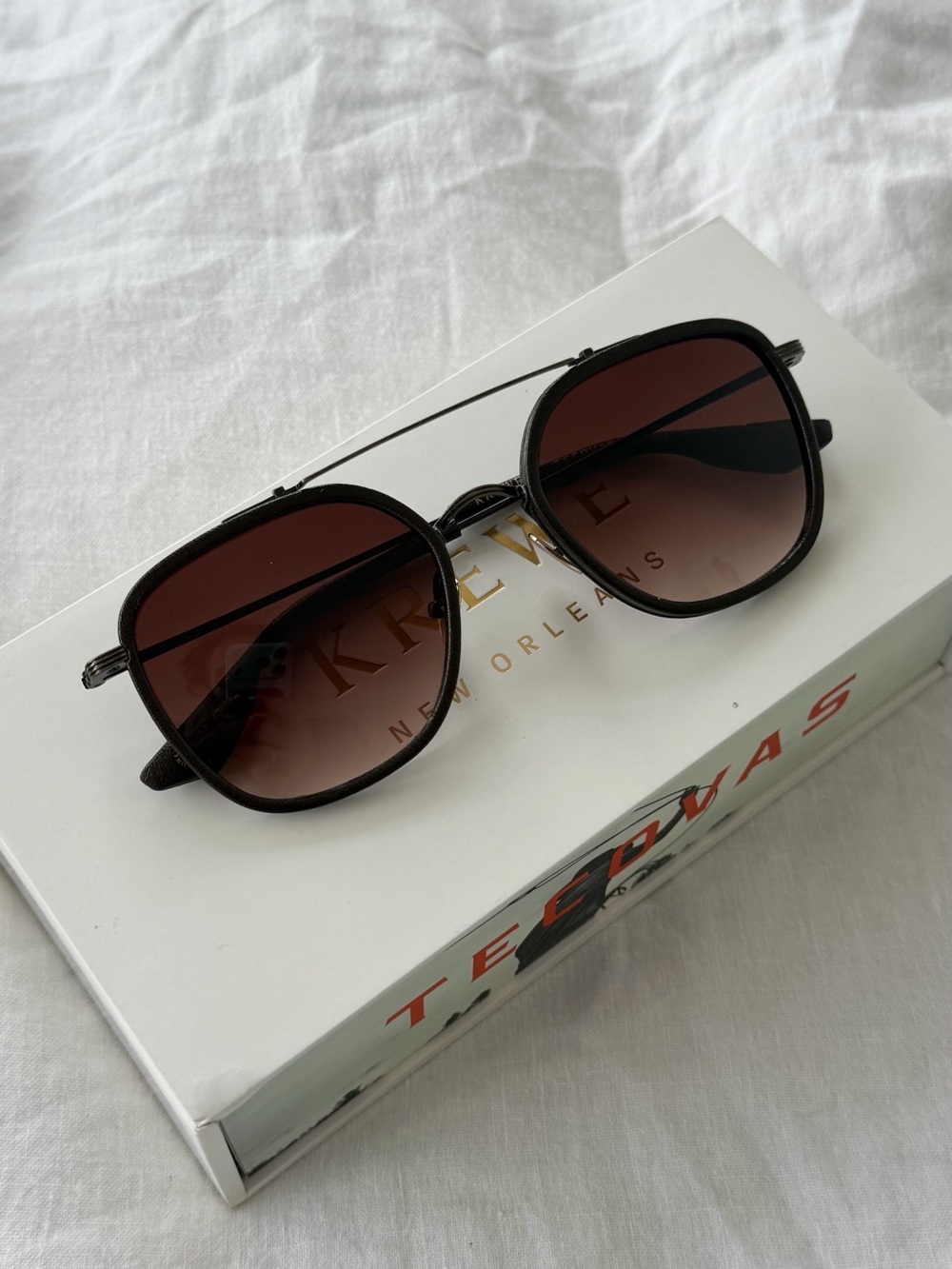 KREWE x Tecovas Austin Brown Gradient Square Aviator Sunglasses NEW - Picture 4 of 10